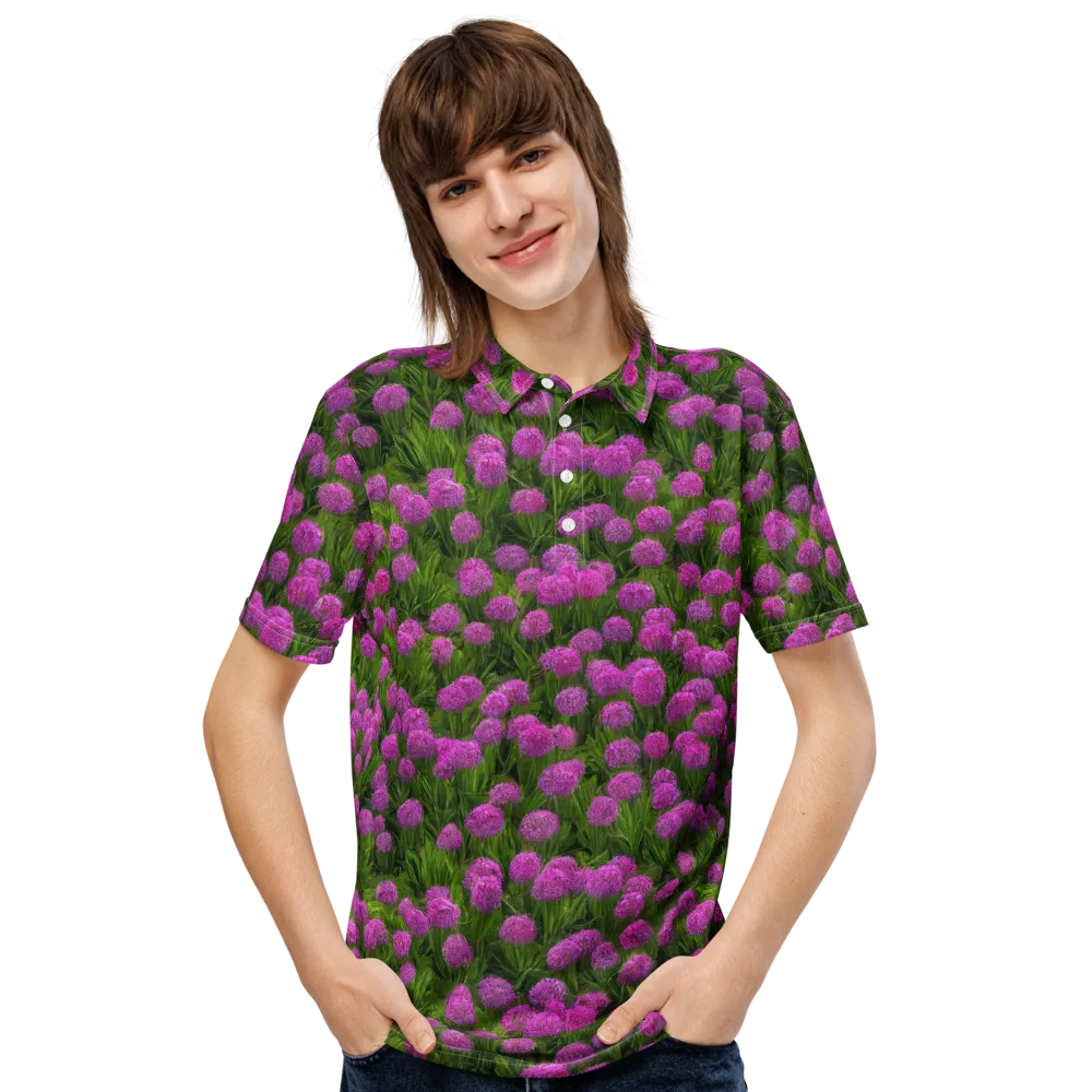 Magenta Meadow on Men's Slim Fit Polo Shirt — Front