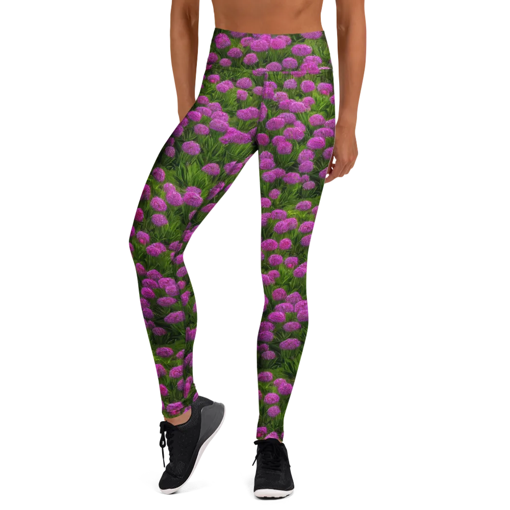 Magenta Meadow on Yoga Leggings — Front