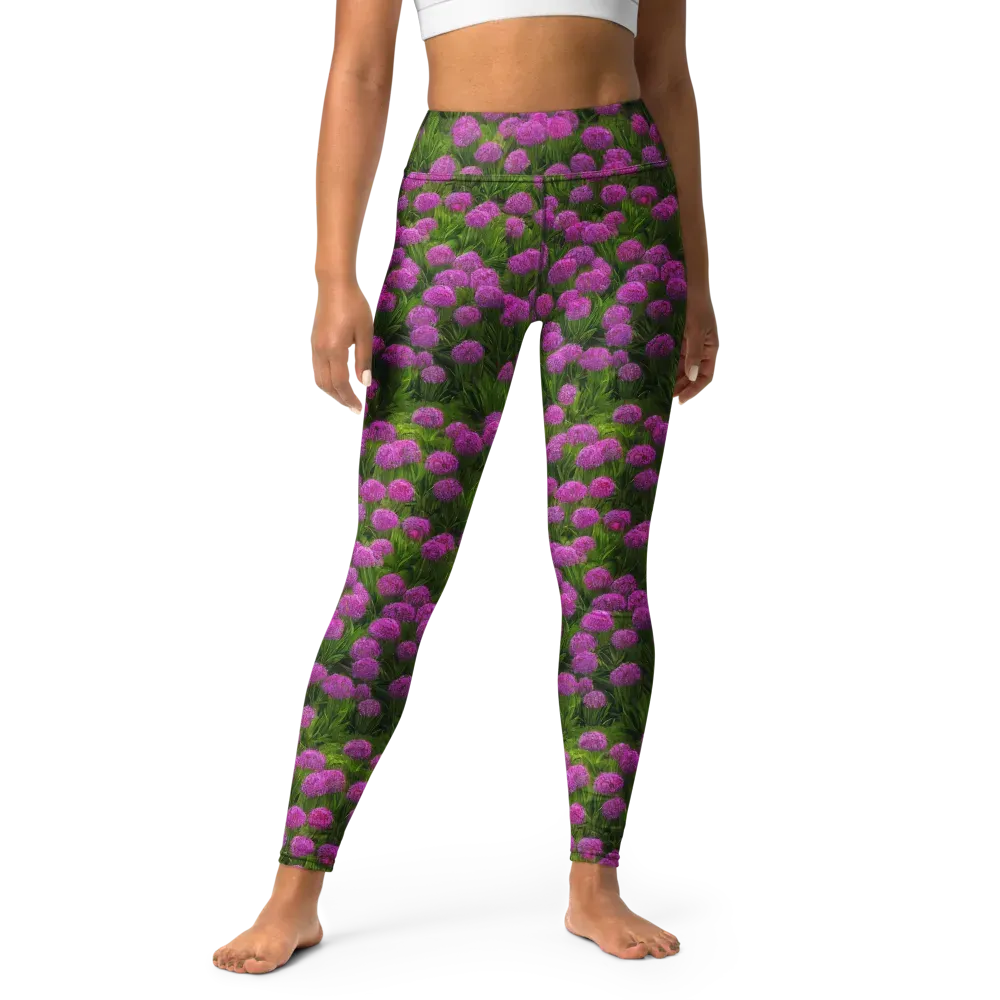Magenta Meadow on Yoga Leggings — Front