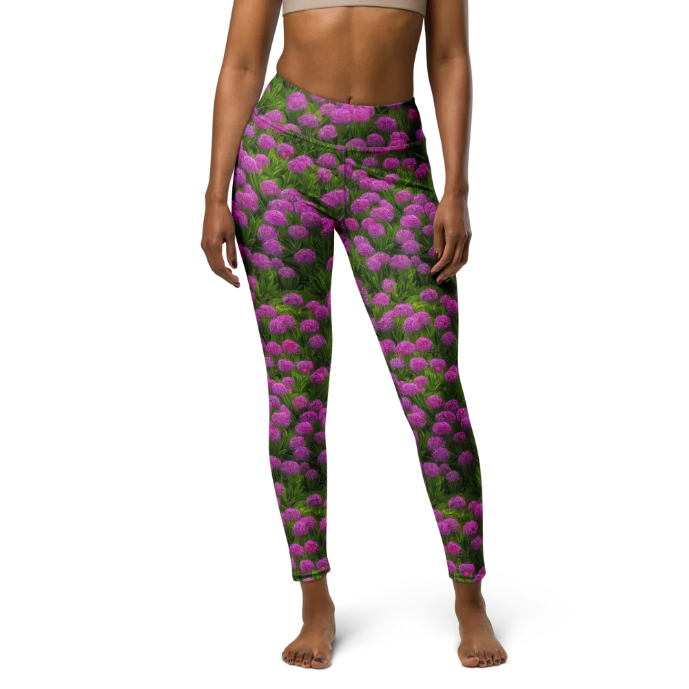 Magenta Meadow on Yoga Leggings — Front