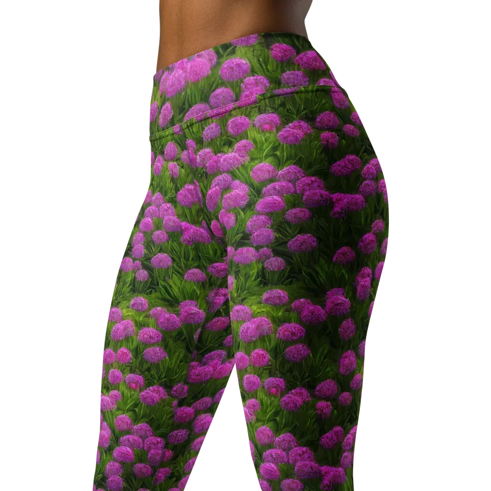 Magenta Meadow on Yoga Leggings — Left Front