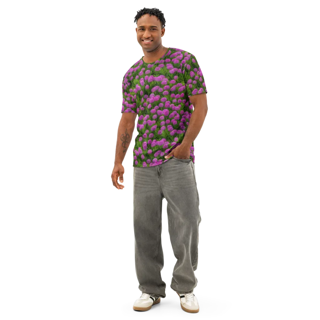 Magenta Meadow on Men's Cotton Crew Neck T-Shirt — Front