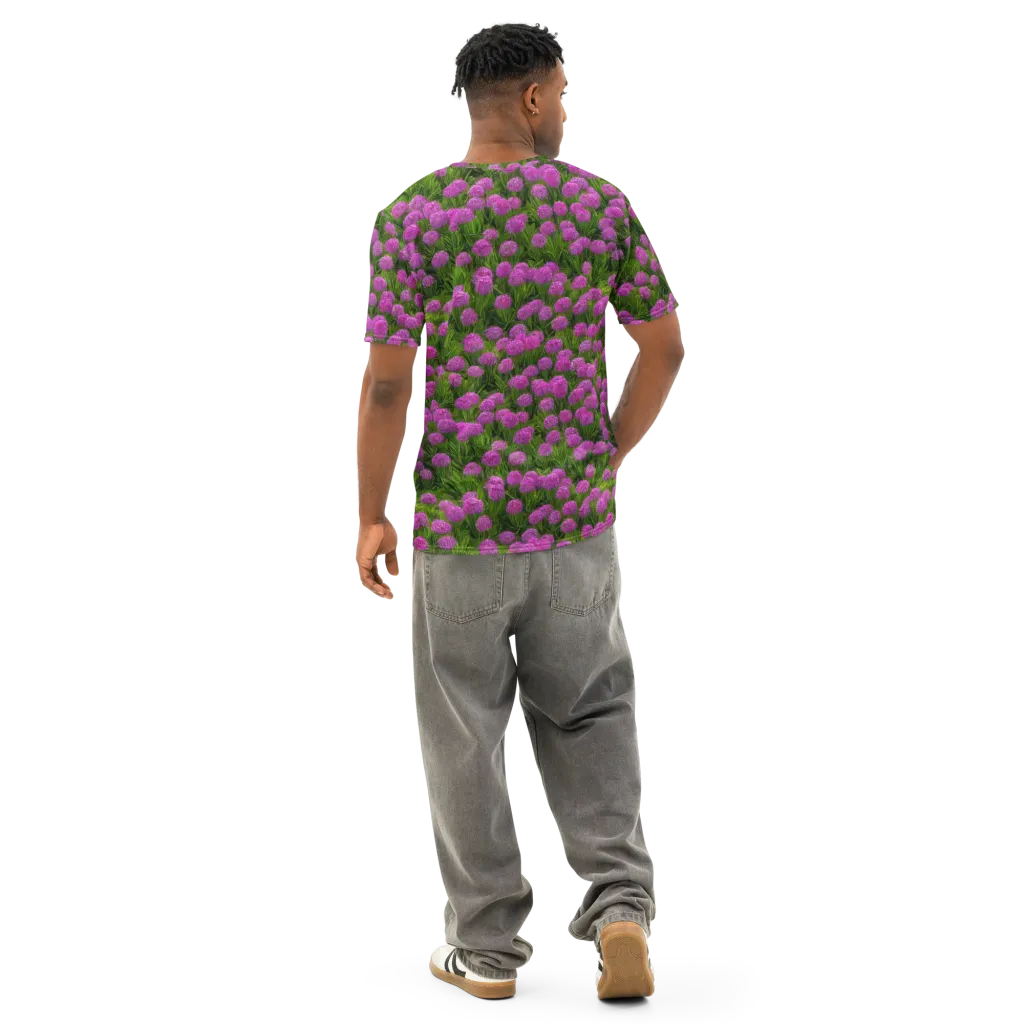 Magenta Meadow on Men's Cotton Crew Neck T-Shirt — Back