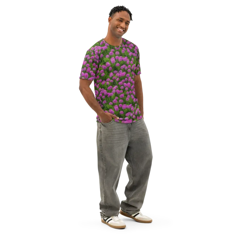 Magenta Meadow on Men's Cotton Crew Neck T-Shirt — Right Front