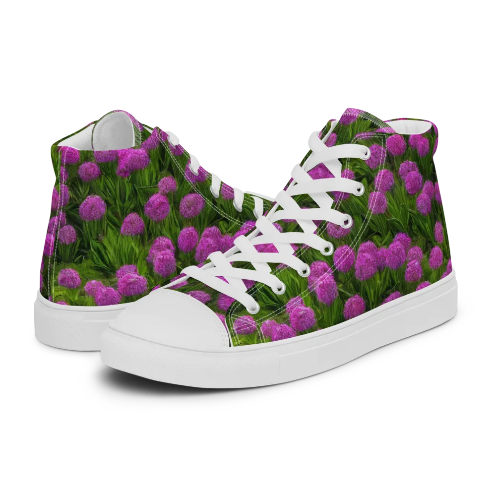 Magenta Meadow on Men's High Top Canvas Shoes — Left