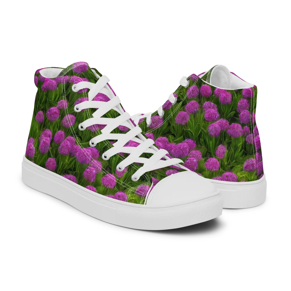Magenta Meadow on Men's High Top Canvas Shoes — Right