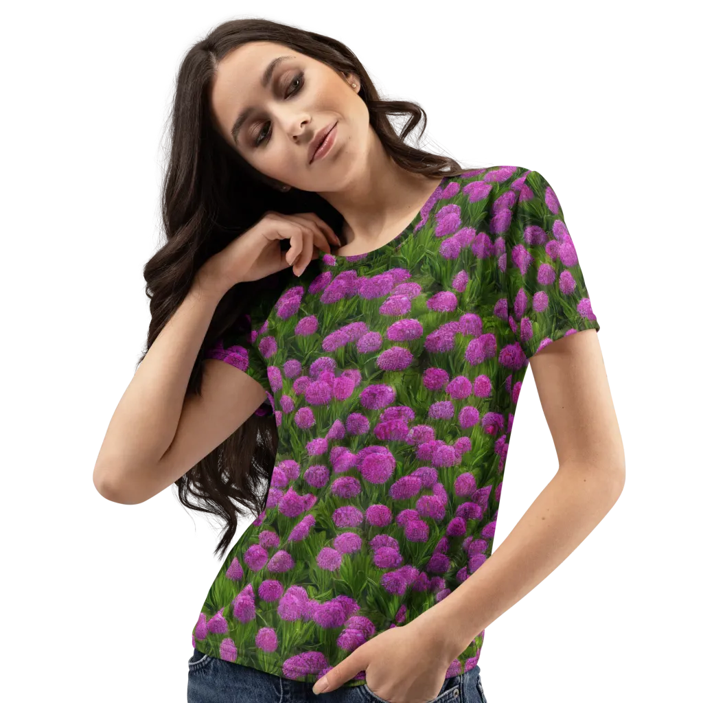 Magenta Meadow on Women's Crew Neck T-Shirt — Left Front