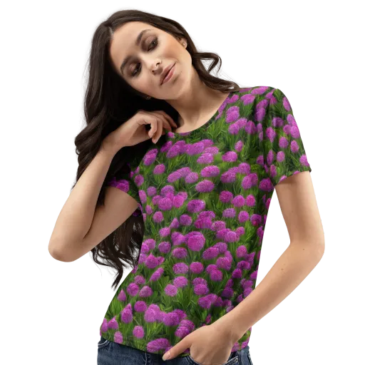Magenta Meadow on a Women's Crew Neck T-Shirt