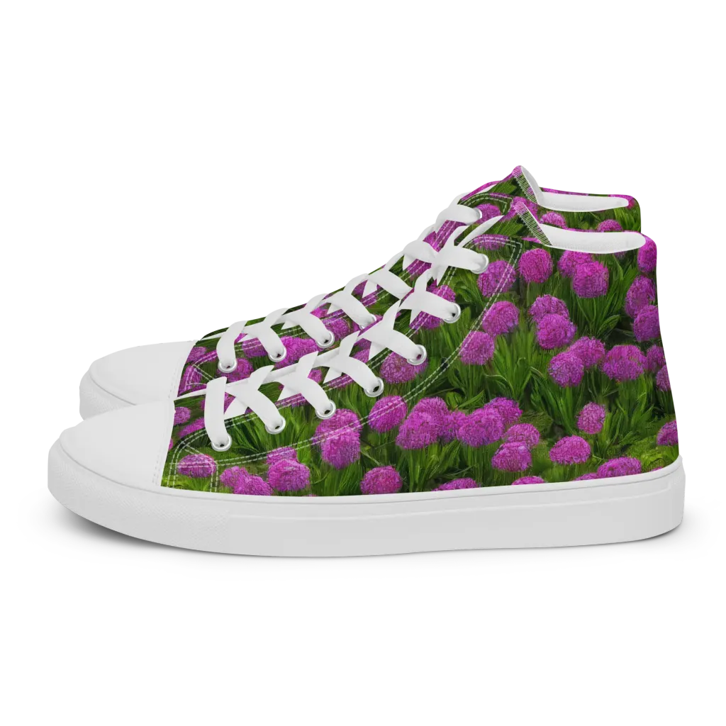 Magenta Meadow on Women's High Top Canvas Shoes — Left