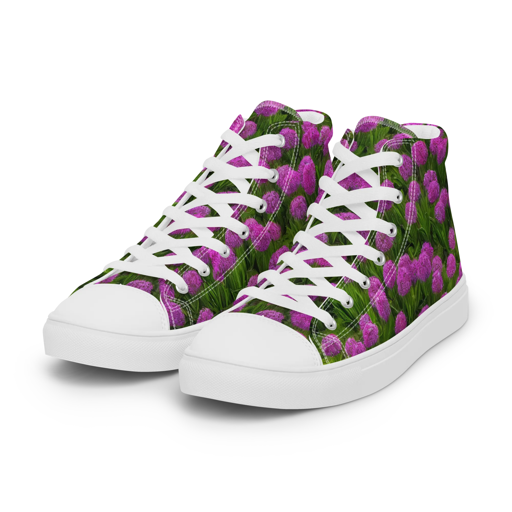Magenta Meadow on Women's High Top Canvas Shoes — Left Front