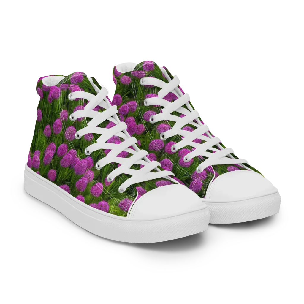 Magenta Meadow on Women's High Top Canvas Shoes — Right Front