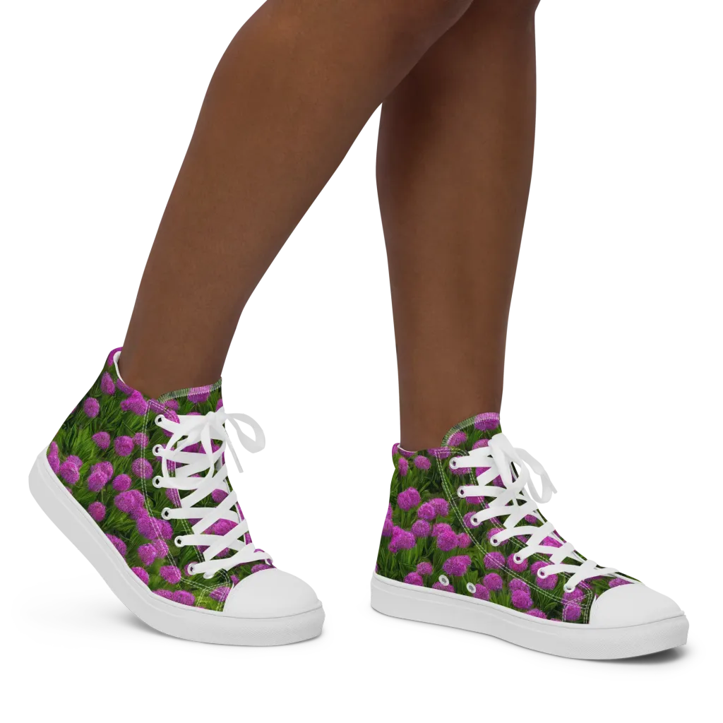 Magenta Meadow on Women's High Top Canvas Shoes — Right