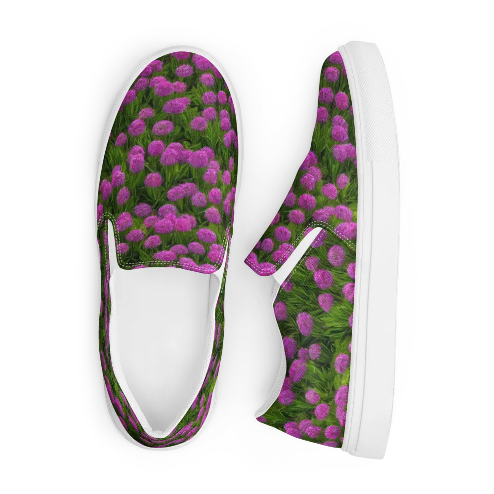 Magenta Meadow on Men's Slip-On Canvas Shoes — Front