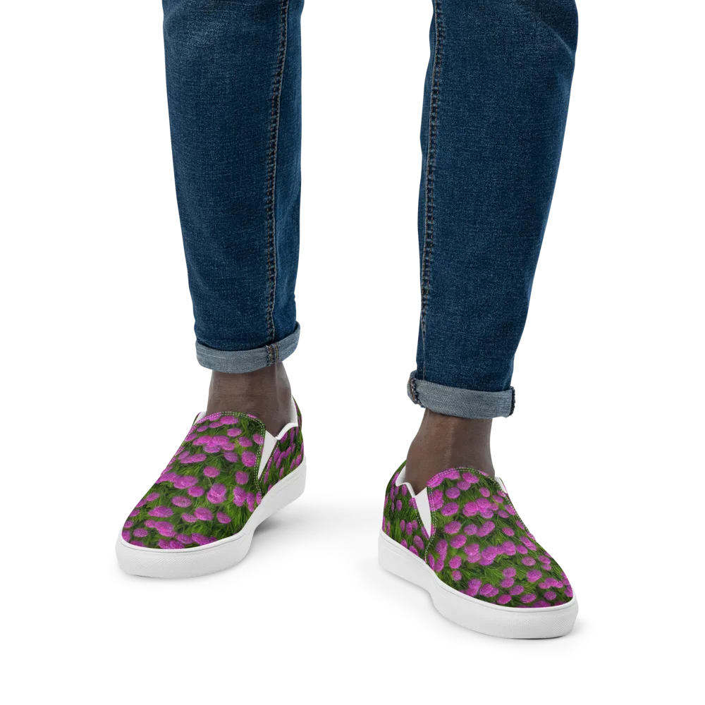 Magenta Meadow on Men's Slip-On Canvas Shoes — Front