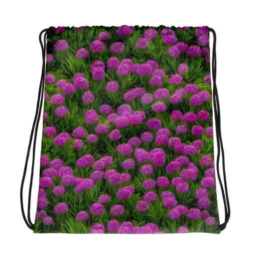 Magenta Meadow on a Drawstring Bag