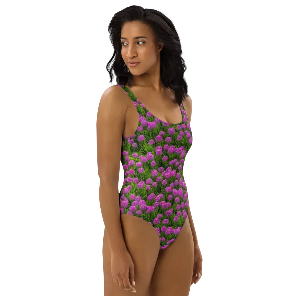 Magenta Meadow on One-Piece Swimsuit — Right
