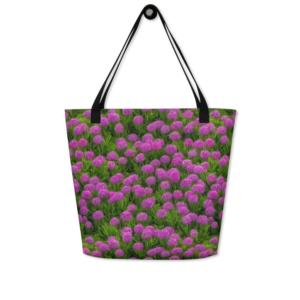 Magenta Meadow on Large Tote Bag W/ Pocket — Front