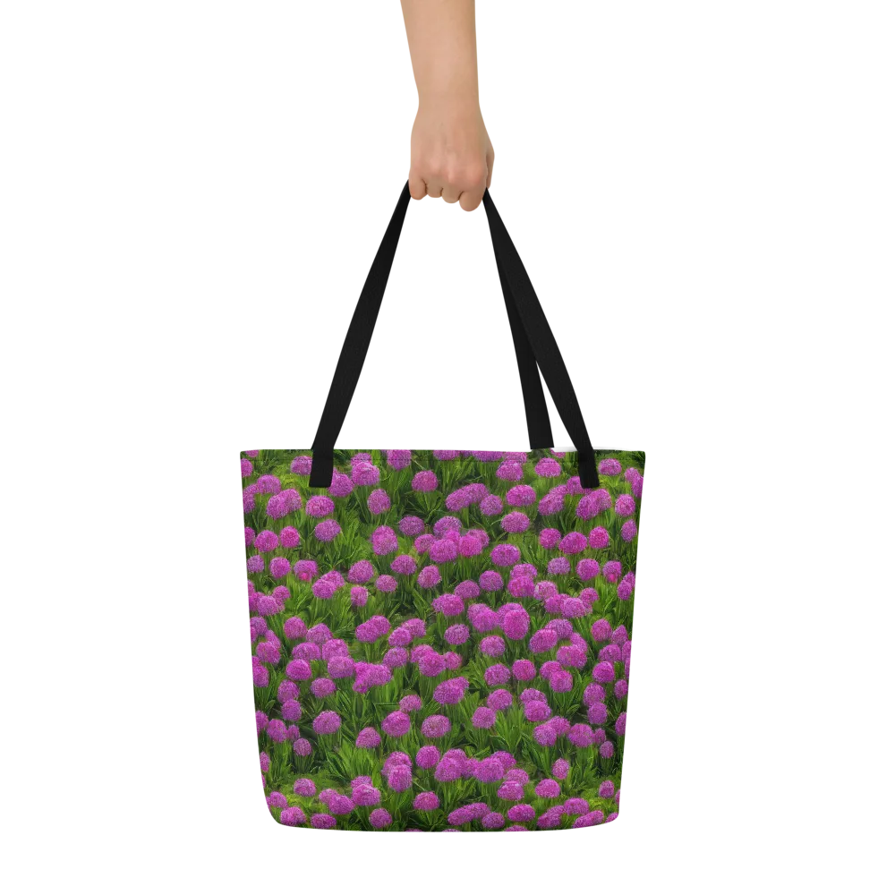 Magenta Meadow on Large Tote Bag W/ Pocket — Front