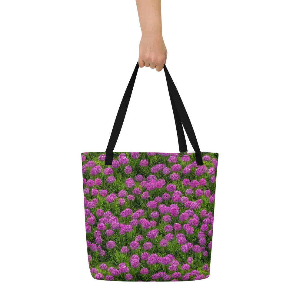 Magenta Meadow on Large Tote Bag W/ Pocket — Front