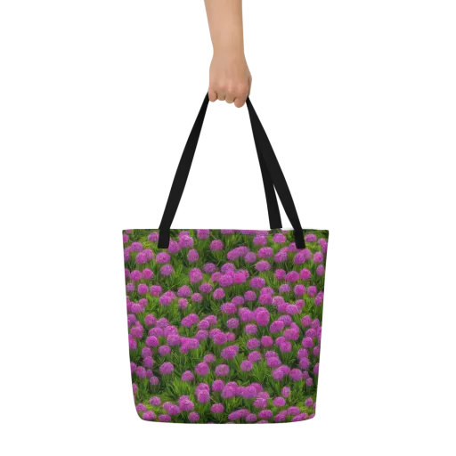 Magenta Meadow on a Large Tote Bag W/ Pocket