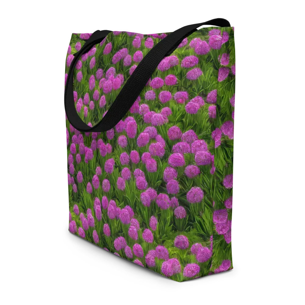 Magenta Meadow on Large Tote Bag W/ Pocket — Front
