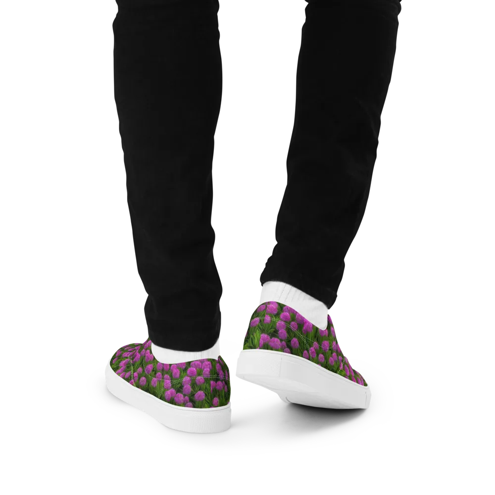 Magenta Meadow on Men's Lace-Up Canvas Shoes — Back
