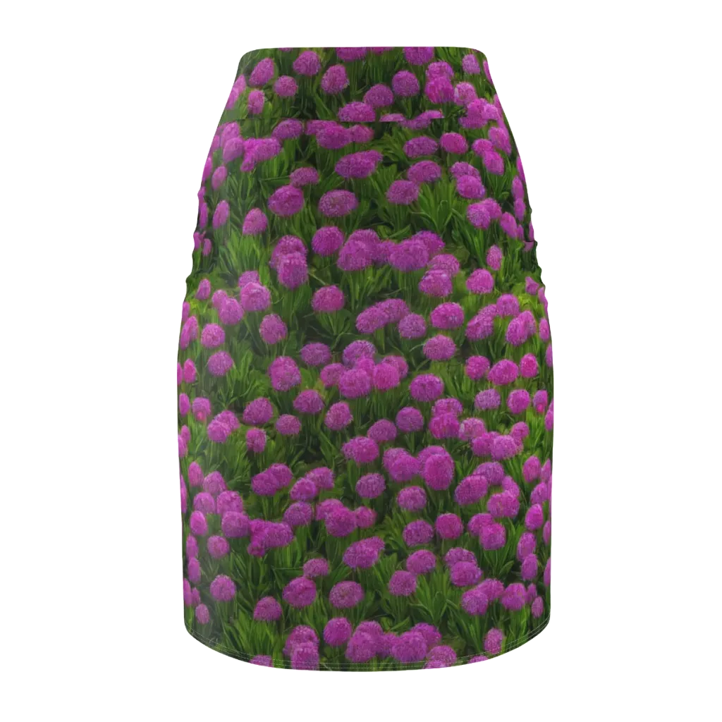 Magenta Meadow on Pencil Skirt — Back