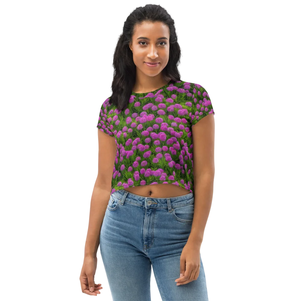 Magenta Meadow on Crop Tee — Front