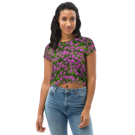 Magenta Meadow on a Crop Tee