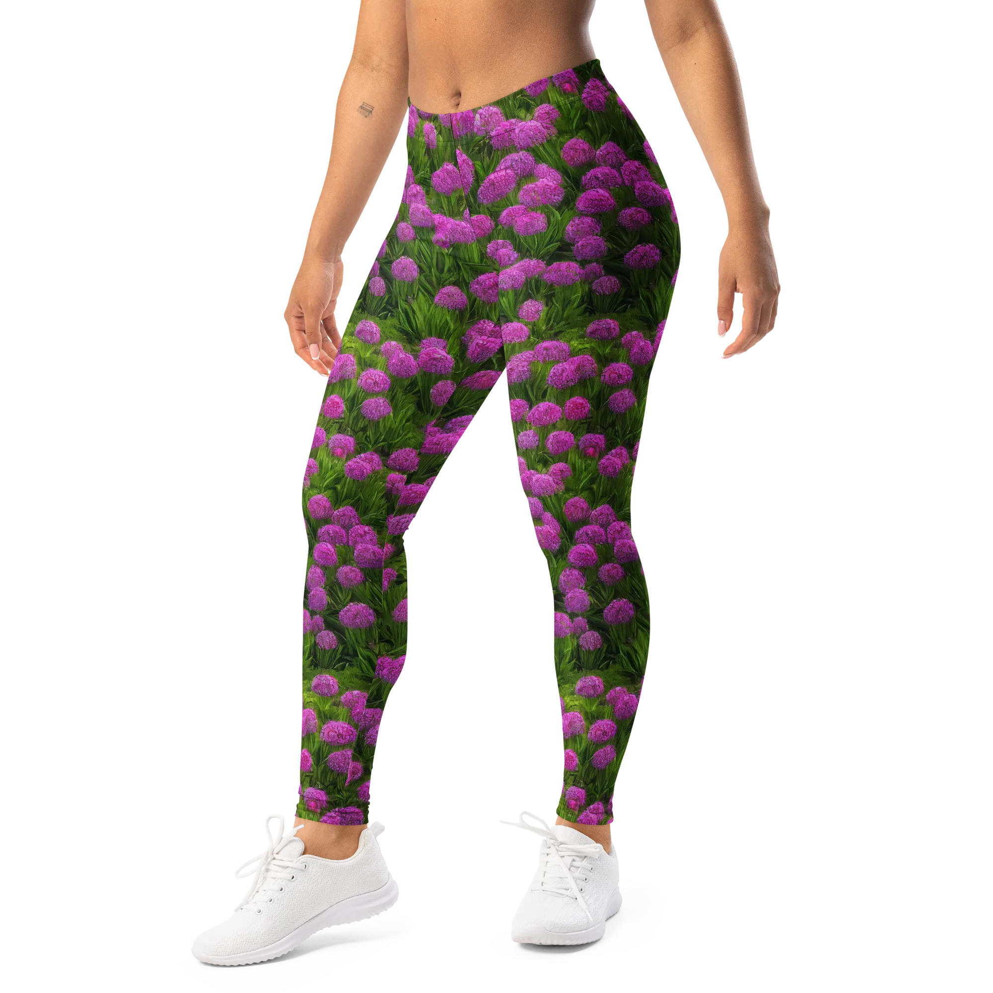 Magenta Meadow on Leggings — Left Front