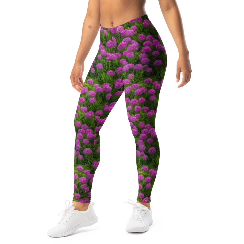Magenta Meadow on Leggings — Left Front