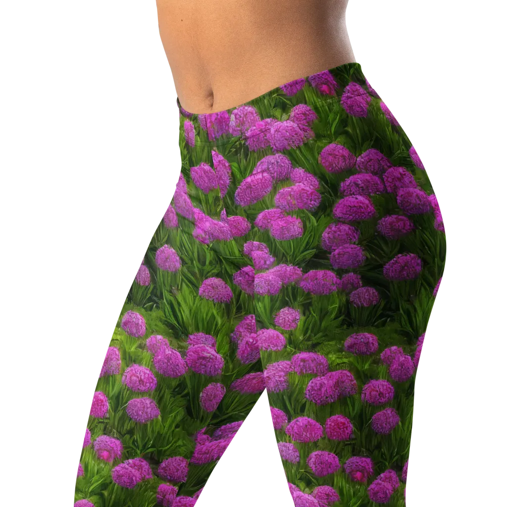 Magenta Meadow on Leggings — Left Front