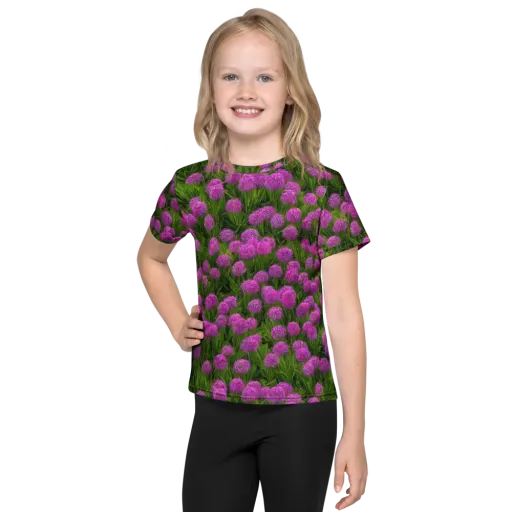 Magenta Meadow on a Kids Crew Neck T-Shirt