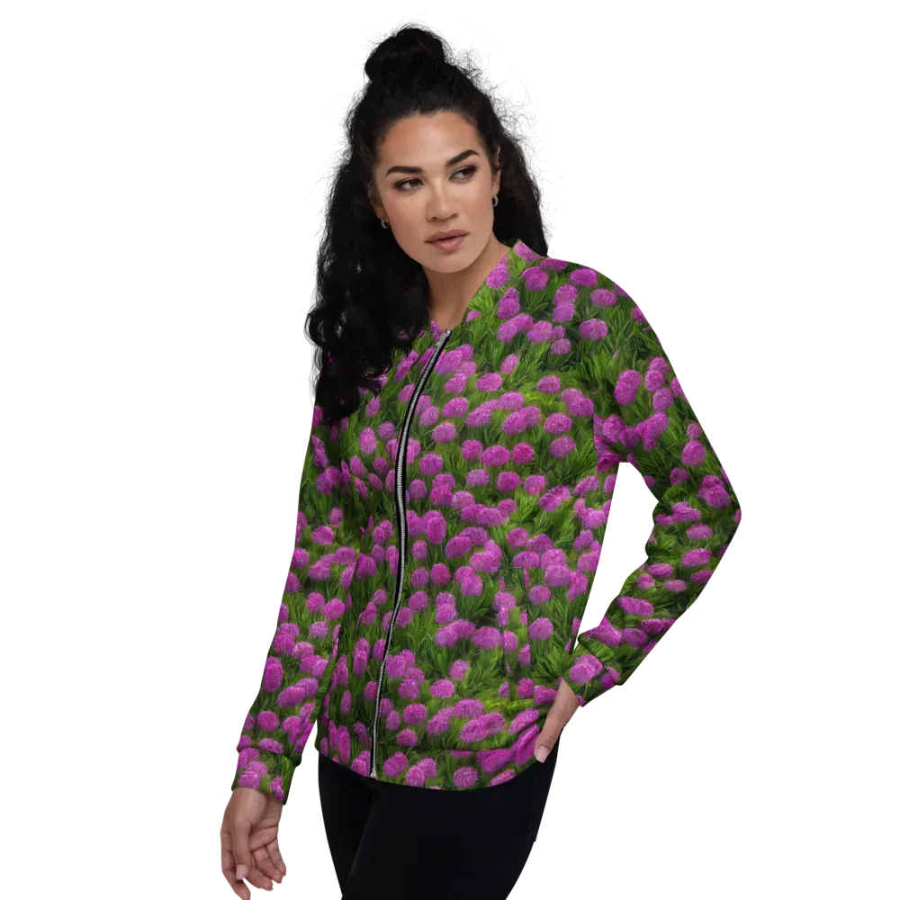 Magenta Meadow on Bomber Jacket — Left