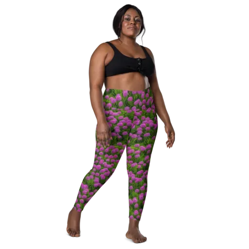 Magenta Meadow on a Leggings with Pockets