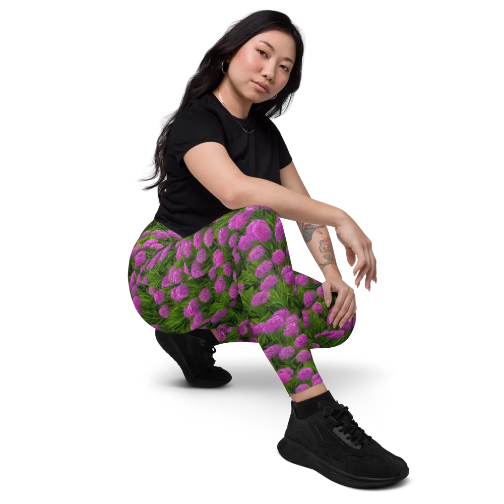 Magenta Meadow on Leggings with Pockets — Right Front