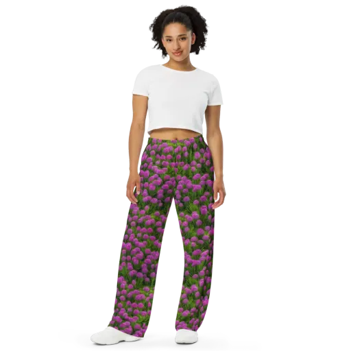 Magenta Meadow on a Wide-Leg Pants