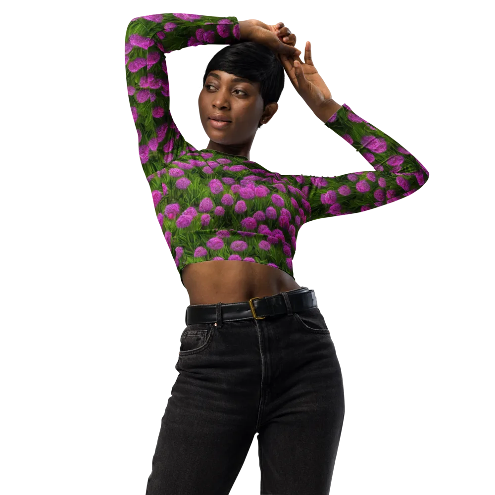 Magenta Meadow on Long Sleeve Crop Top — Front