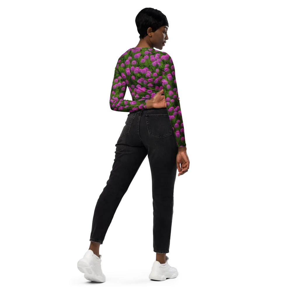 Magenta Meadow on Long Sleeve Crop Top — Right Back