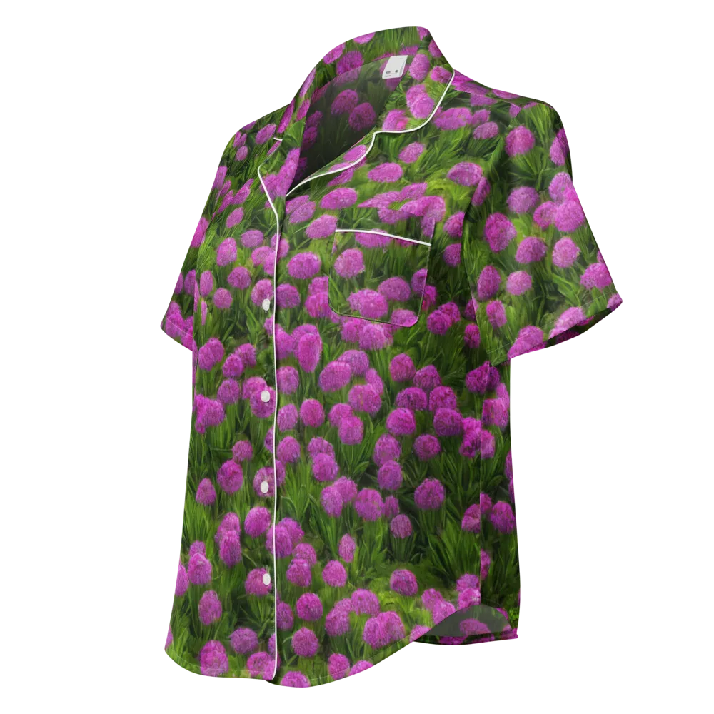 Magenta Meadow on Women's Short Sleeve Pajama Top — Left Front