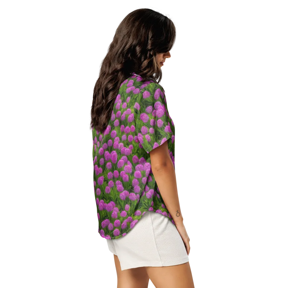 Magenta Meadow on Women's Short Sleeve Pajama Top — Right Back