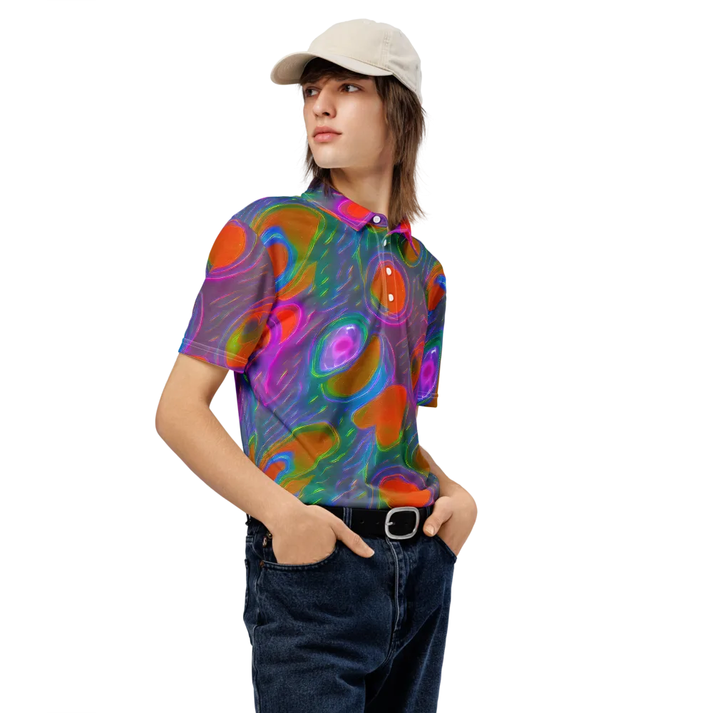 Prism Tide on Men's Slim Fit Polo Shirt — Right Front