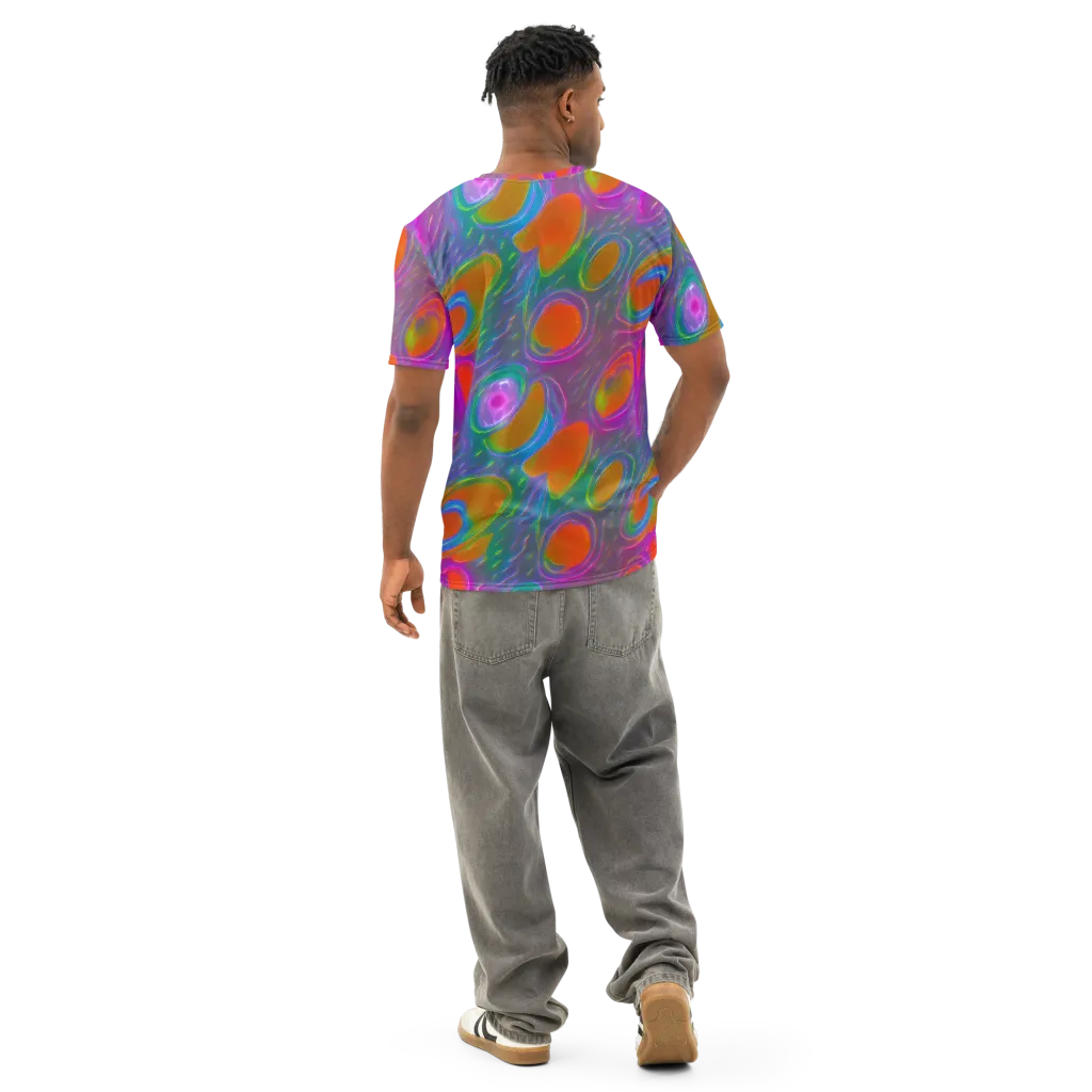 Prism Tide on Men's Cotton Crew Neck T-Shirt — Back