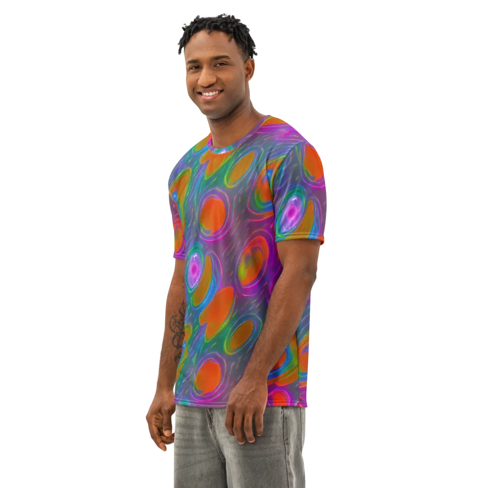 Prism Tide on Men's Cotton Crew Neck T-Shirt — Left Front