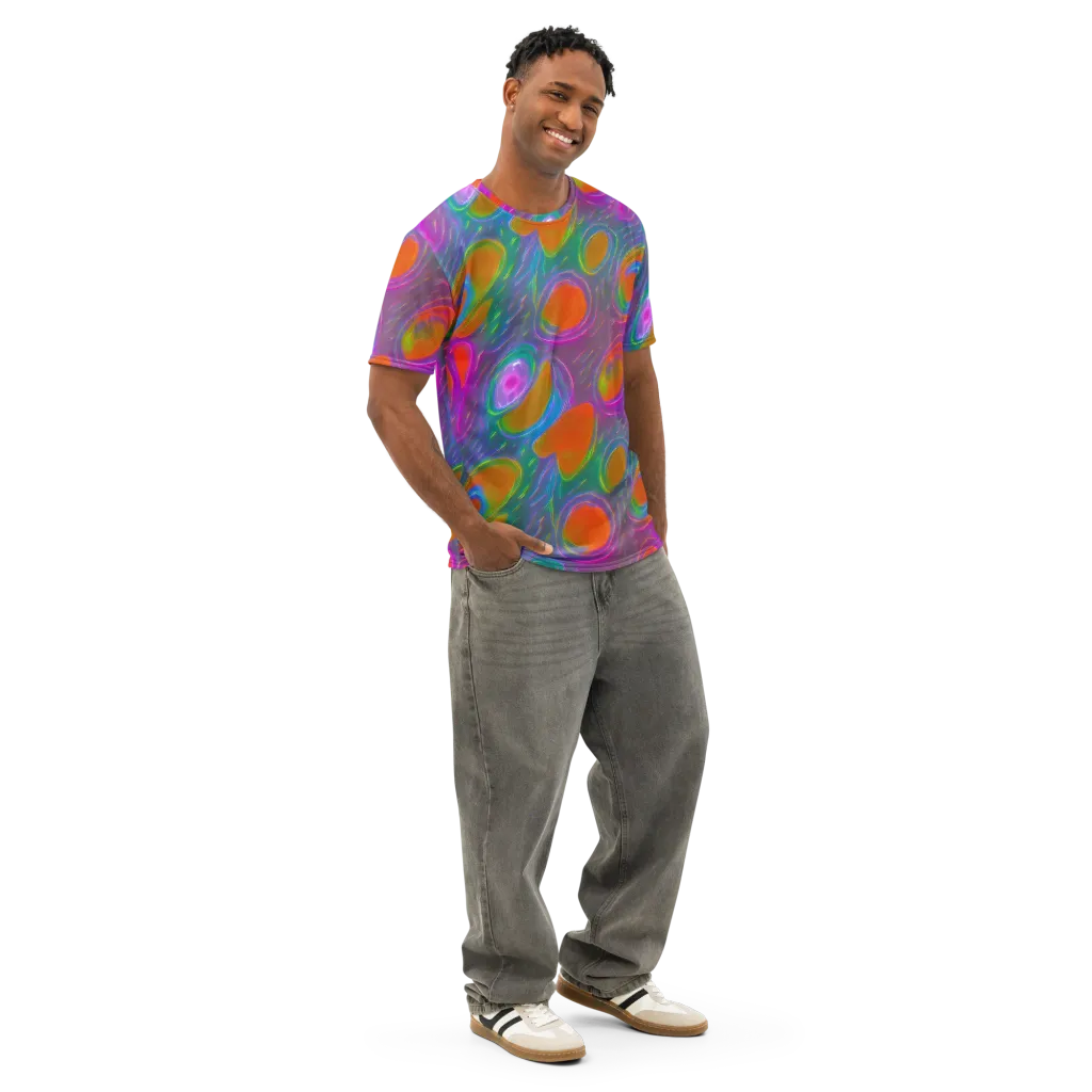 Prism Tide on Men's Cotton Crew Neck T-Shirt — Right Front