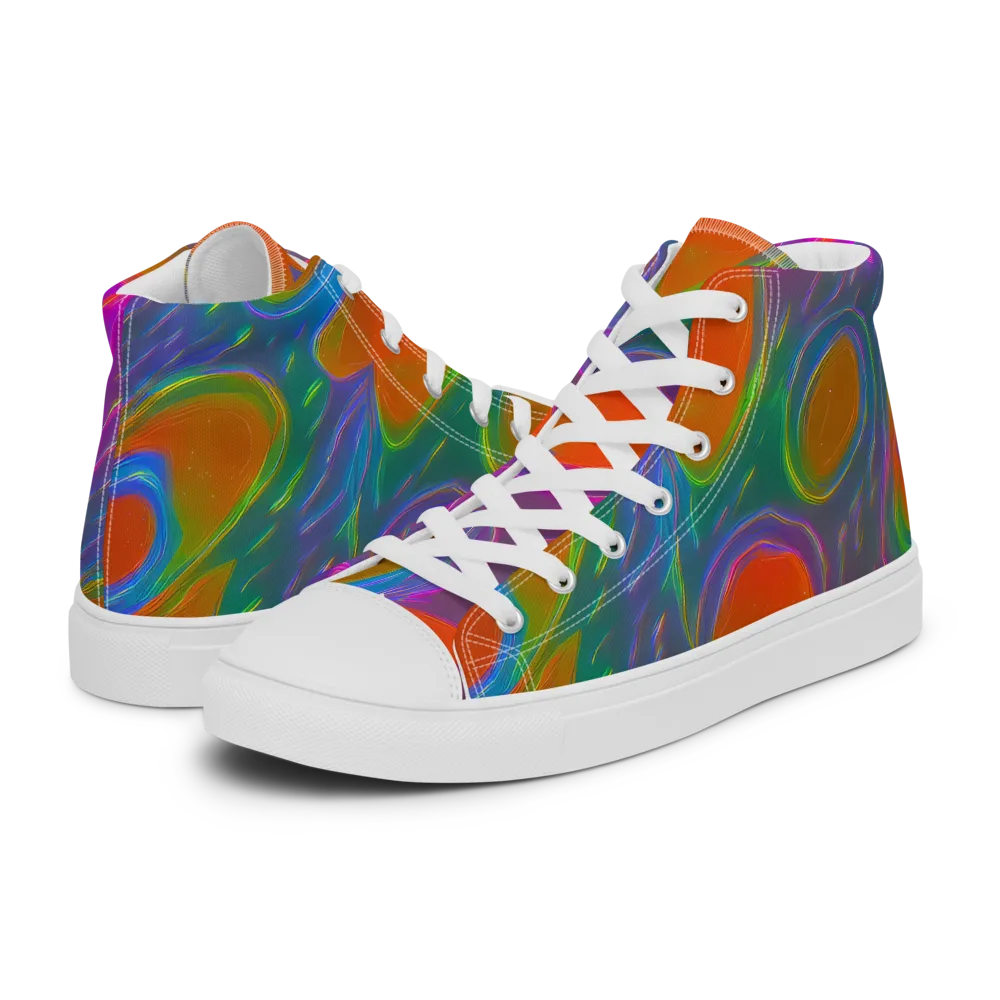 Prism Tide on Men's High Top Canvas Shoes — Left