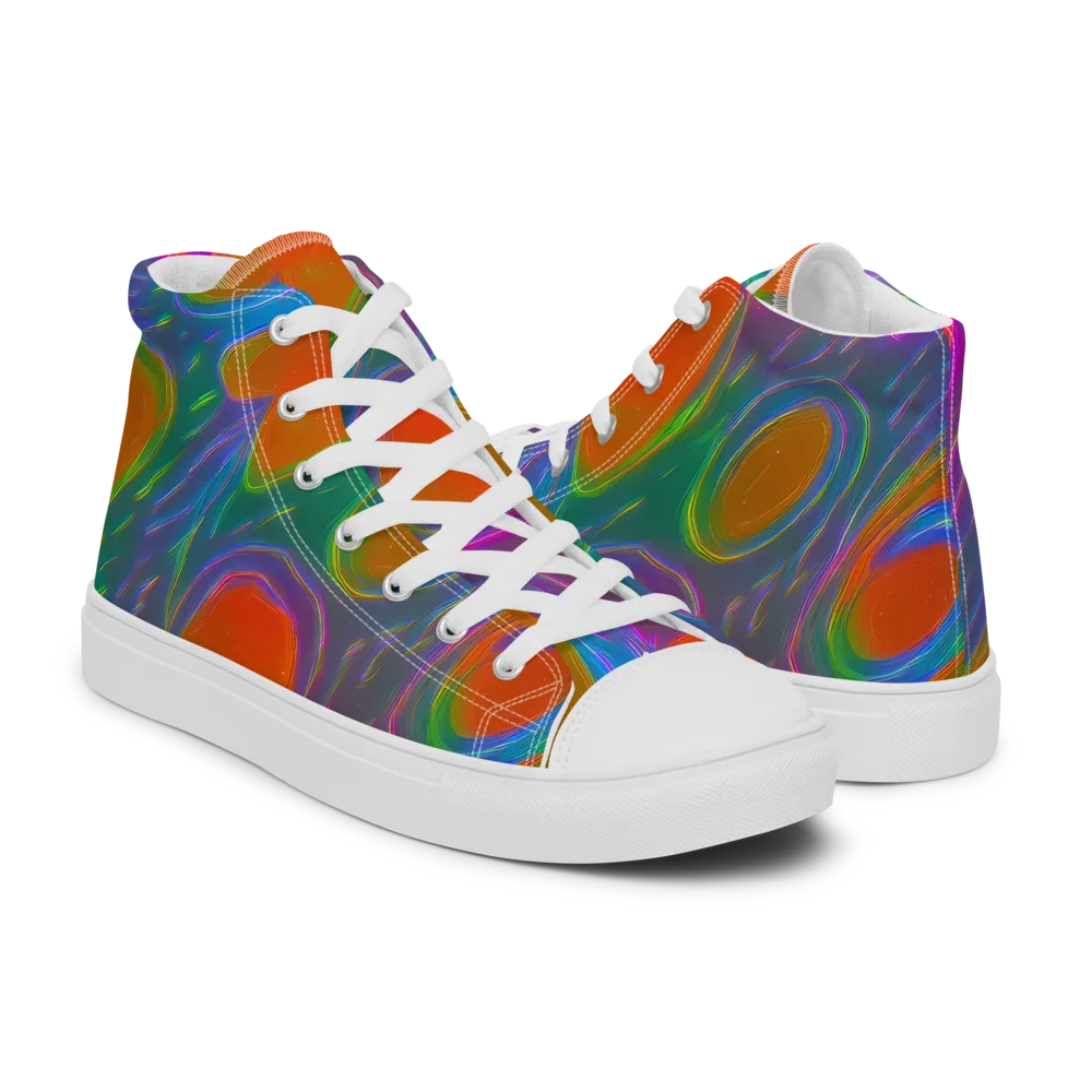 Prism Tide on Men's High Top Canvas Shoes — Right