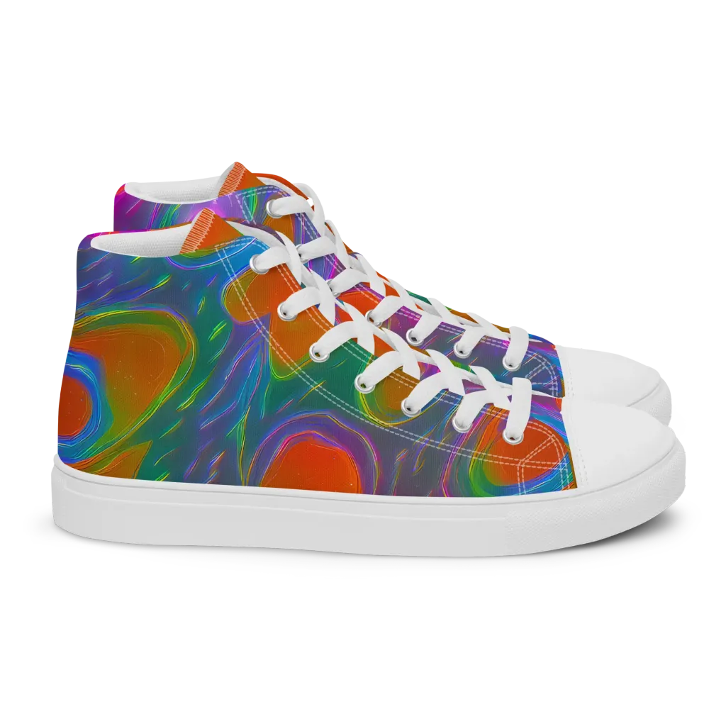 Prism Tide on Women's High Top Canvas Shoes — Right