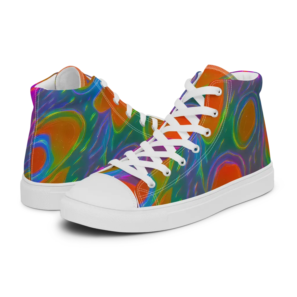 Prism Tide on Women's High Top Canvas Shoes — Left