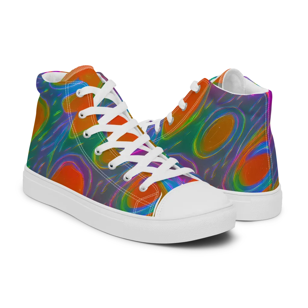 Prism Tide on Women's High Top Canvas Shoes — Right